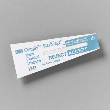 Strips Integrator Steam 3M™ Comply™ SteriGage™ Sterilization Chemical Integrator Strip Steam 2 Inch Moving Front Convenience Pack (100/PK 10PK/CS) by Solventum Corporation  ID 1243B